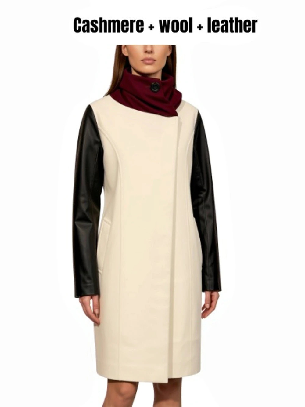 Wool Cashmere Leather coat